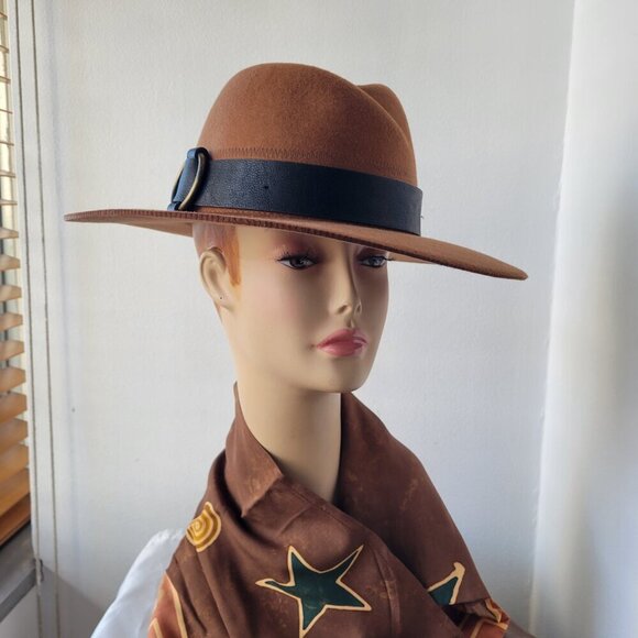 Women\'s Wide Brim Brown Fall/Winter Felt Hat main image 6